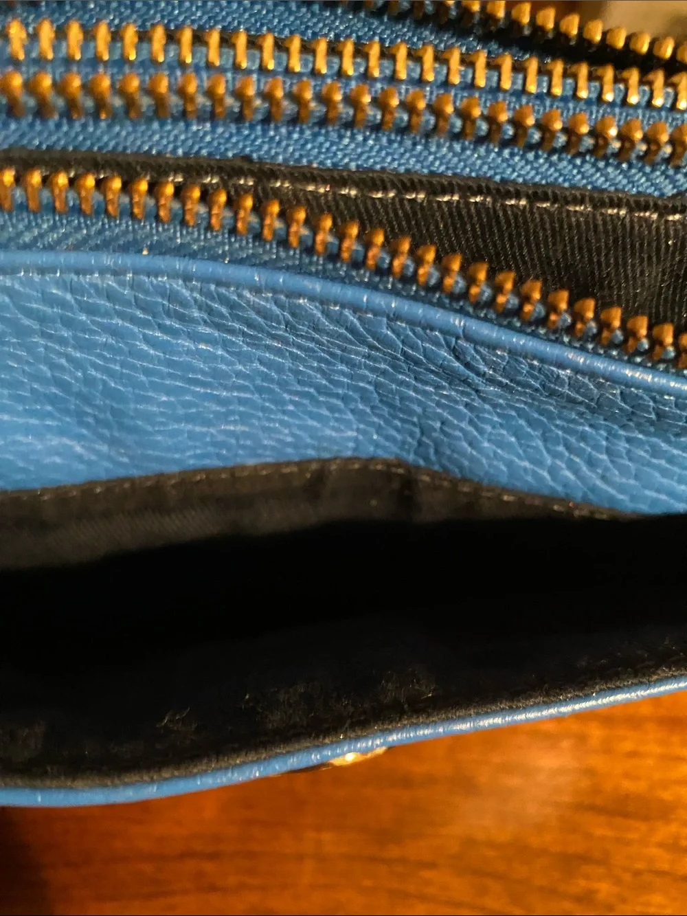 Tommy Hilfiger Blue Pebbled Leather Crossbody with Gold Accent